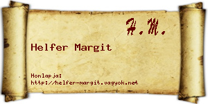 Helfer Margit névjegykártya